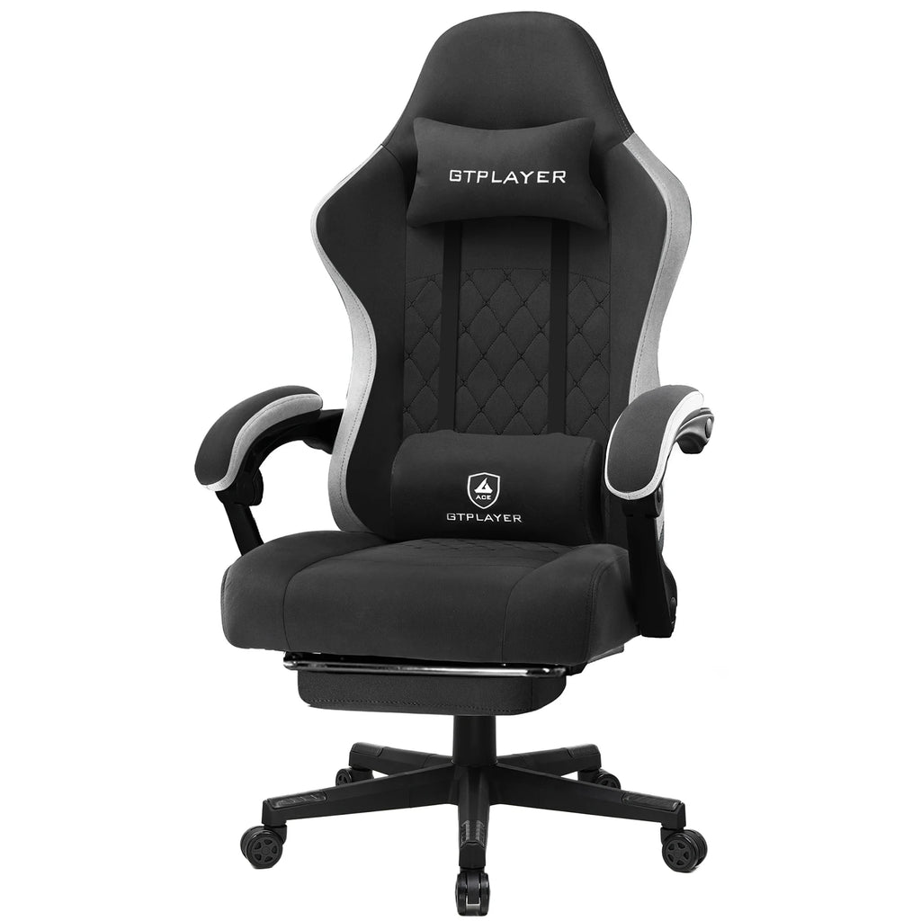 GTPLAYER Gaming Stuhl Ergonomischer Gaming Sessel Schreibtischstuhl mit Stoffoberfläche, Federsitzkissen, Verbindungsarmlehnen
