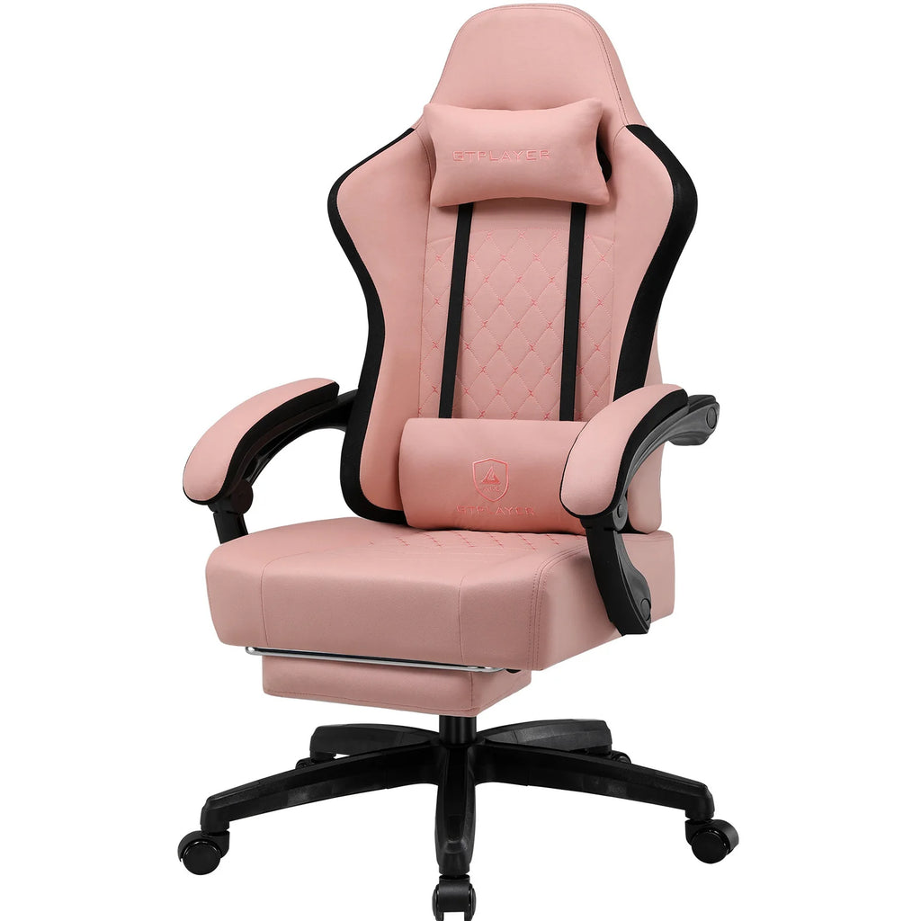 GTPLAYER Gaming Stuhl Ergonomischer Gaming Sessel Schreibtischstuhl mit Stoffoberfläche, Federsitzkissen, Verbindungsarmlehnen