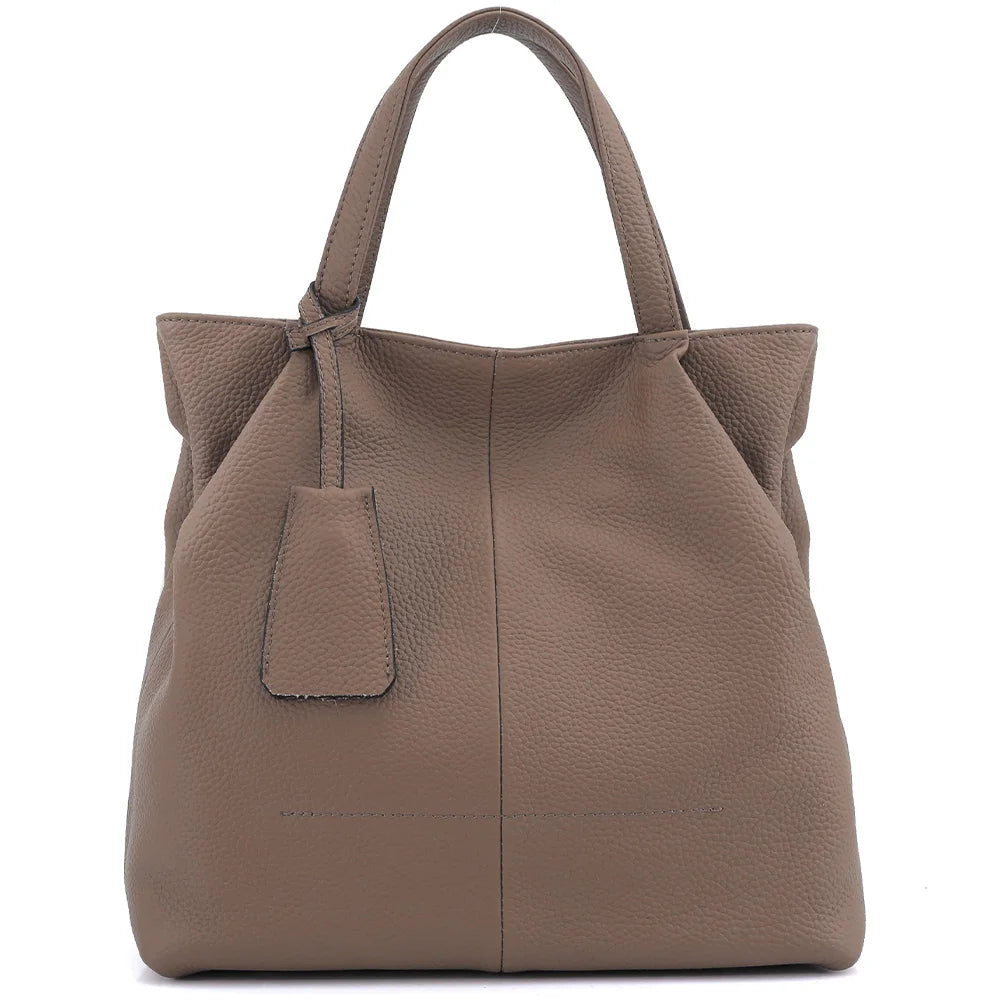 Zency Soft Genuine Leather Handbag Women's Shoulder Bag Winter Fashion Casual Design Shopper Crossbody Large Bucket Tote Bag