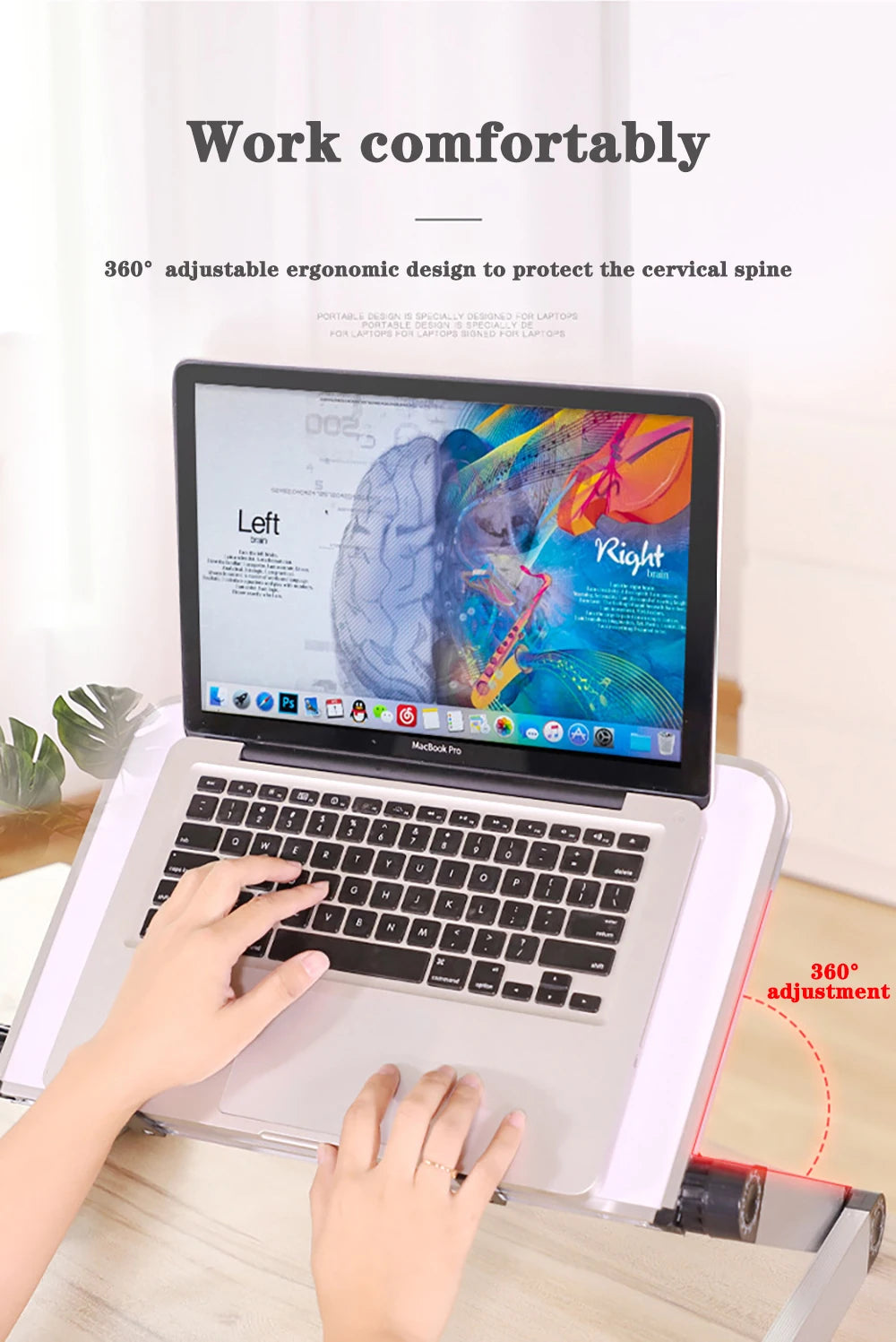 Adjustable Laptop Desk Stand Portable Aluminum Ergonomic Lapdesk For TV Bed Sofa PC Notebook Table Desk Stand With Mouse Pad