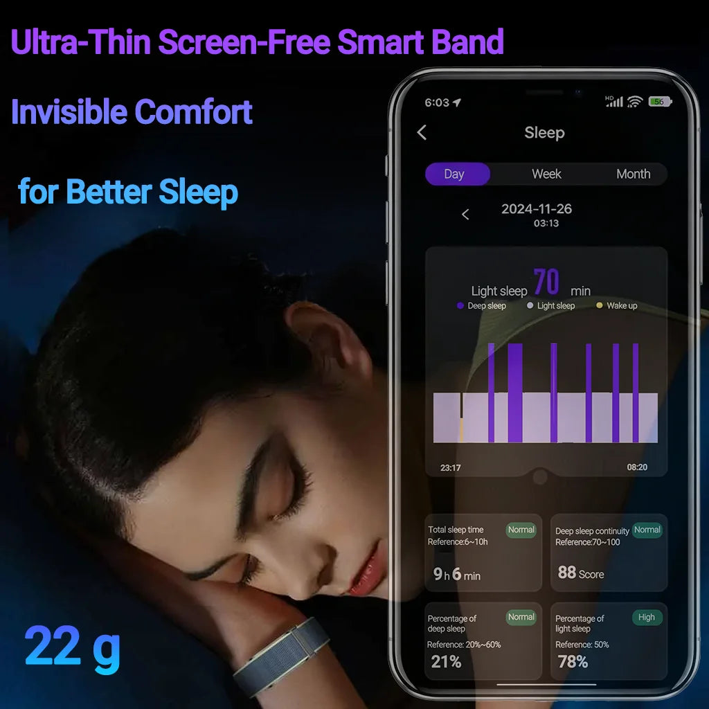 OEM Rugged HRV Smart  Bracelet Call/Message Alerts Screenless Fitness Tracker IP68  Nylon Silicone Band Long Battery Life