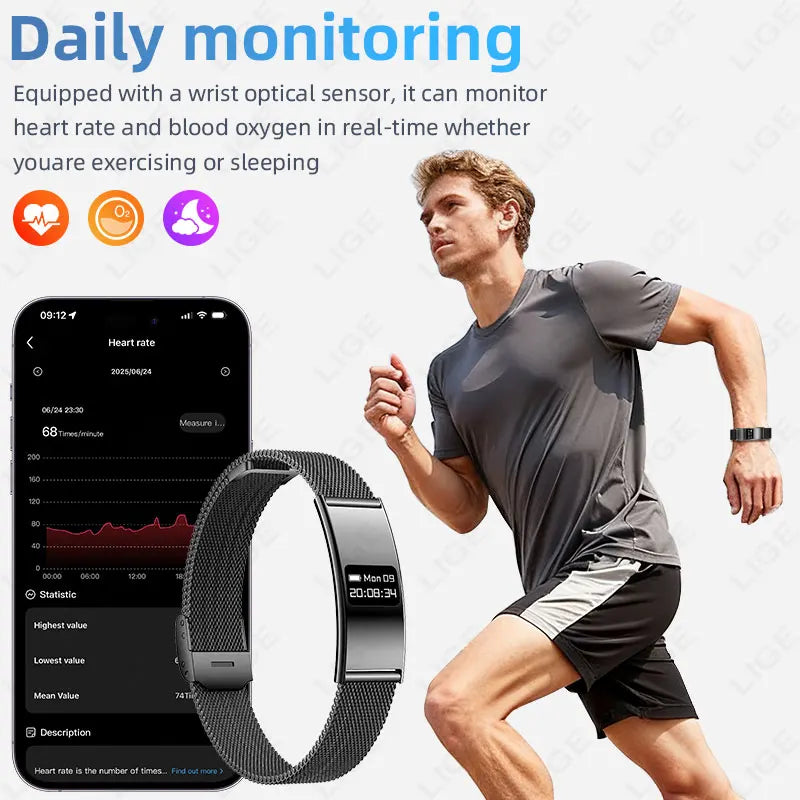 BWB8 (7days) Battery Smart Bracelet Ultra-thin Heart Rate SpO2 HRV Sleep Tracker Waterproof Wearable Activity Fitness Tracker