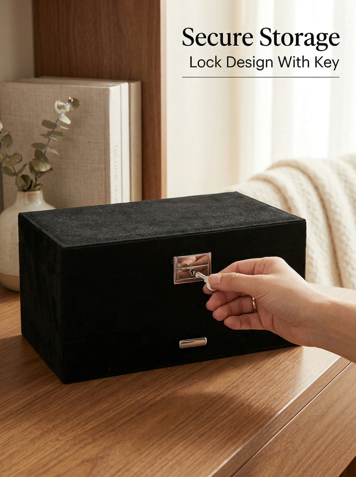 A Luxurious Dark Green Jewelry Storage Box, Designed Specifically Exquisite Three-tiered Drawer-style Jewelry Box