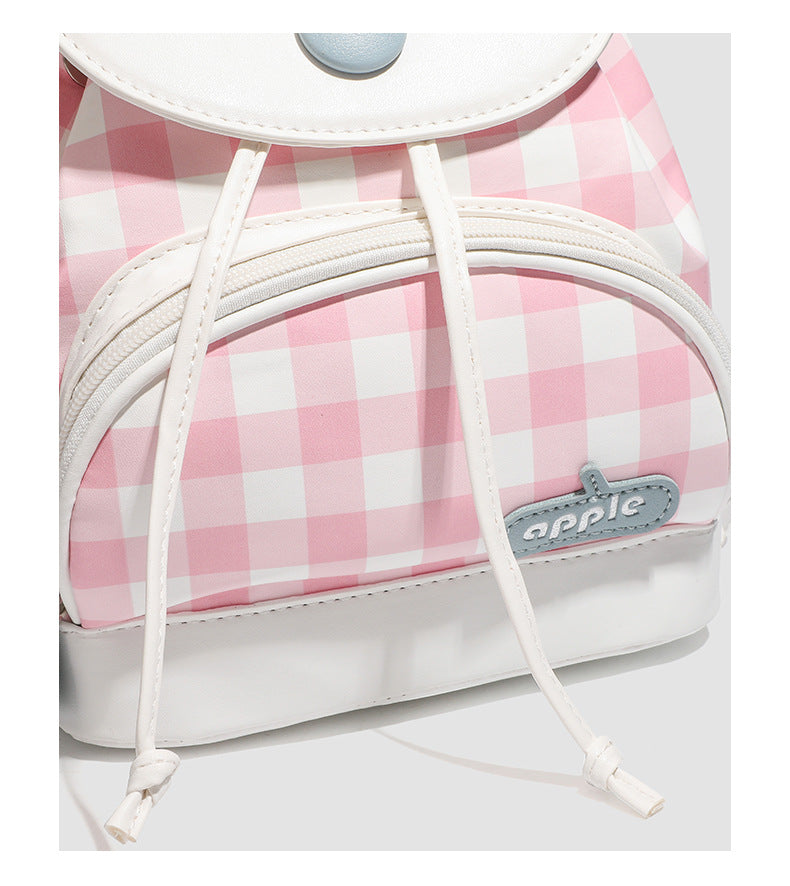 2026 New Summer Style Buttoned Mini Backpack Plaid Small School Bag Cute Backpack for Girls for Going Out