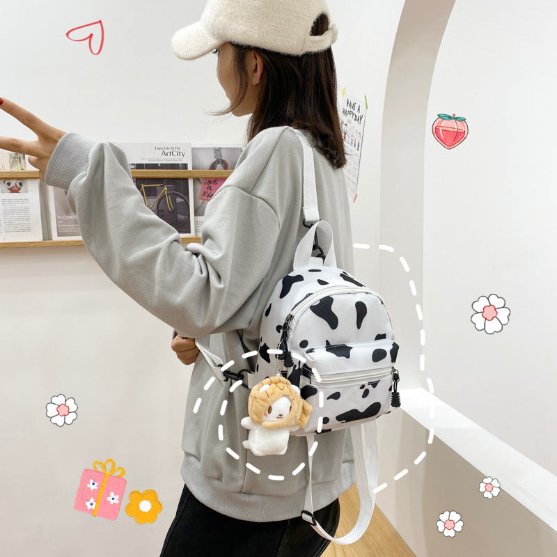 Bag Women's Bag 2024 New Backpack Dairy Cow Pattern Backpack Outdoor Travel Small Backpack Casual Backpack