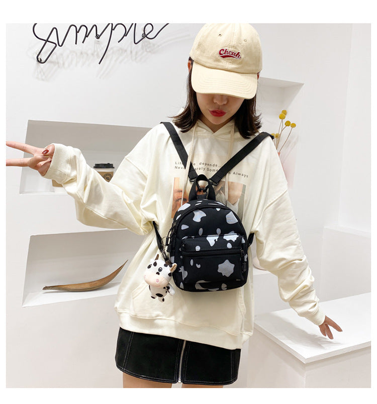 Bag Women's Bag 2024 New Backpack Dairy Cow Pattern Backpack Outdoor Travel Small Backpack Casual Backpack