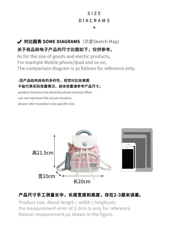 2026 New Summer Style Buttoned Mini Backpack Plaid Small School Bag Cute Backpack for Girls for Going Out