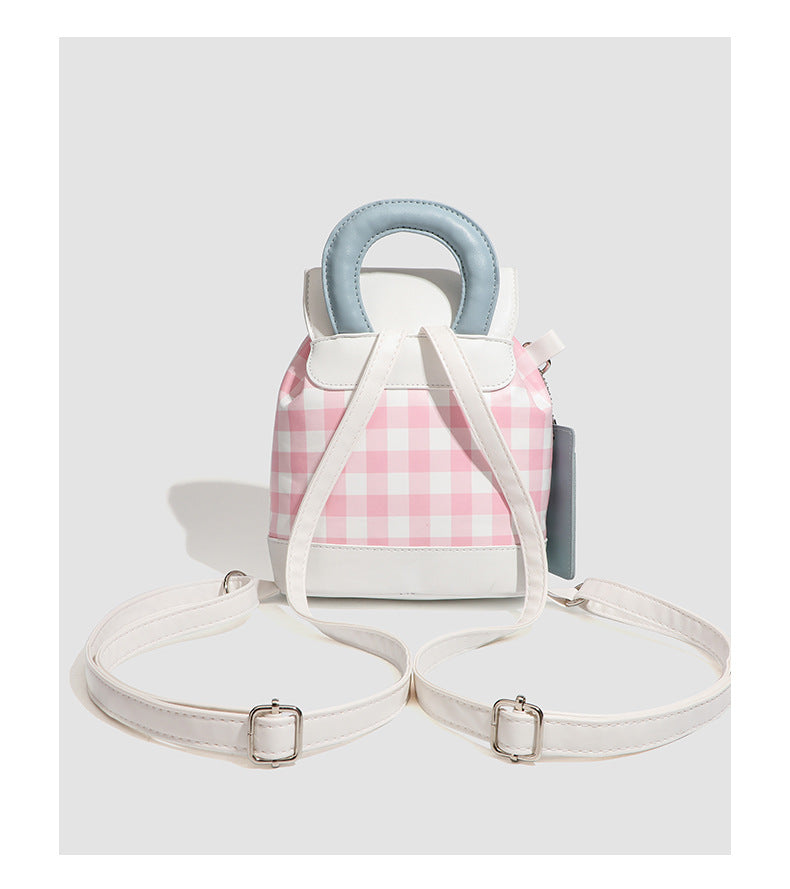 2026 New Summer Style Buttoned Mini Backpack Plaid Small School Bag Cute Backpack for Girls for Going Out