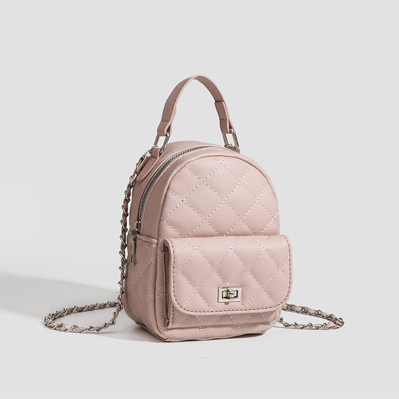 High-end sense mini diamond lattice chain shoulder bag women's 2024 new fashion all-match backpack handbag