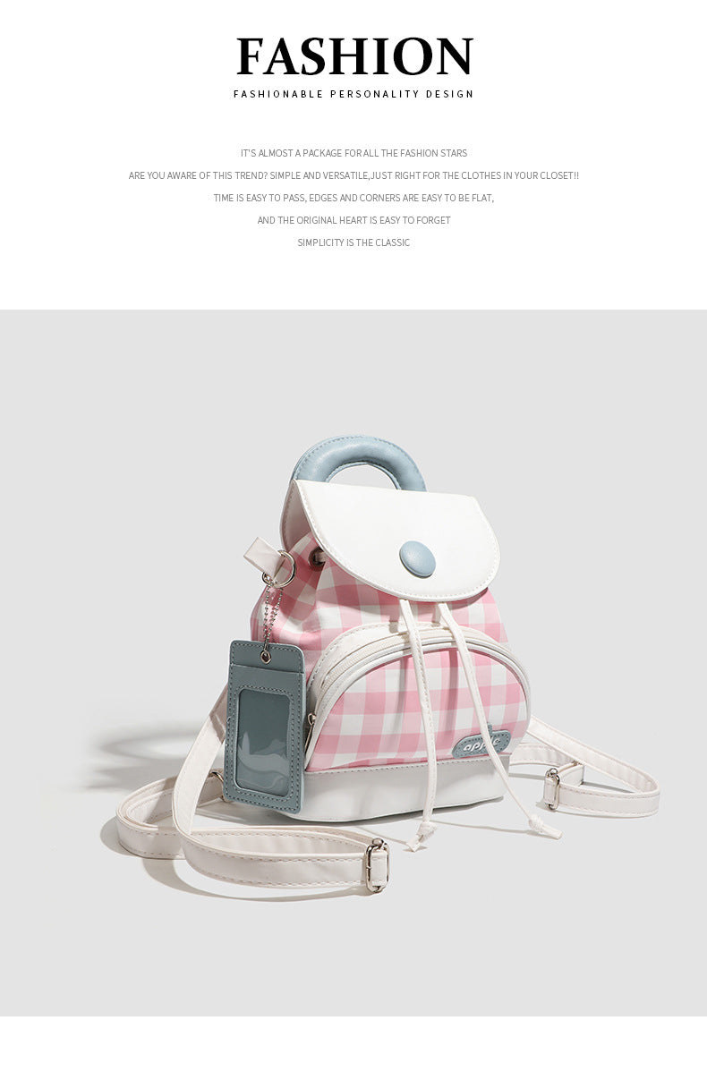 2026 New Summer Style Buttoned Mini Backpack Plaid Small School Bag Cute Backpack for Girls for Going Out