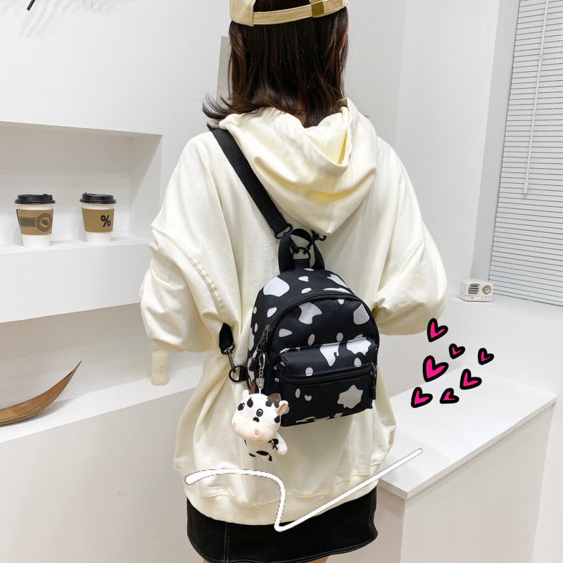 Bag Women's Bag 2024 New Backpack Dairy Cow Pattern Backpack Outdoor Travel Small Backpack Casual Backpack