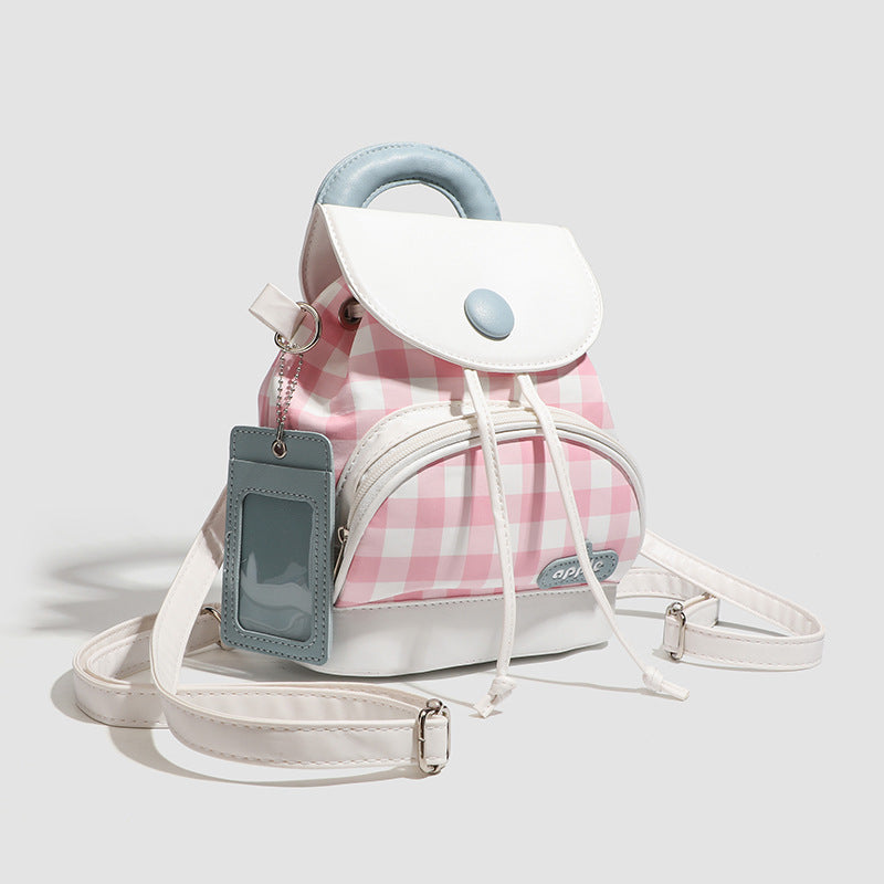 2026 New Summer Style Buttoned Mini Backpack Plaid Small School Bag Cute Backpack for Girls for Going Out