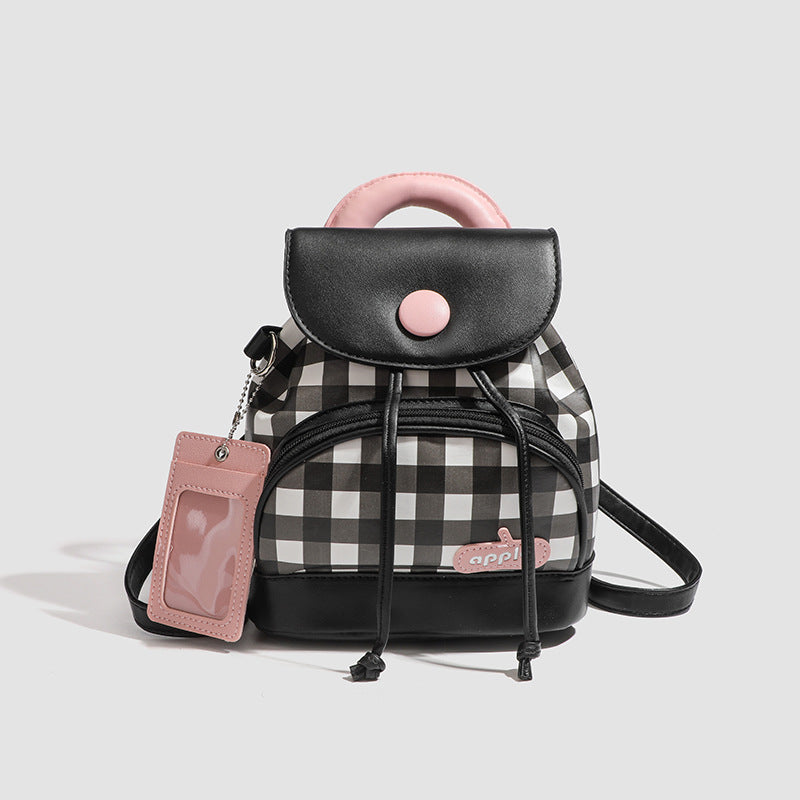 2026 New Summer Style Buttoned Mini Backpack Plaid Small School Bag Cute Backpack for Girls for Going Out