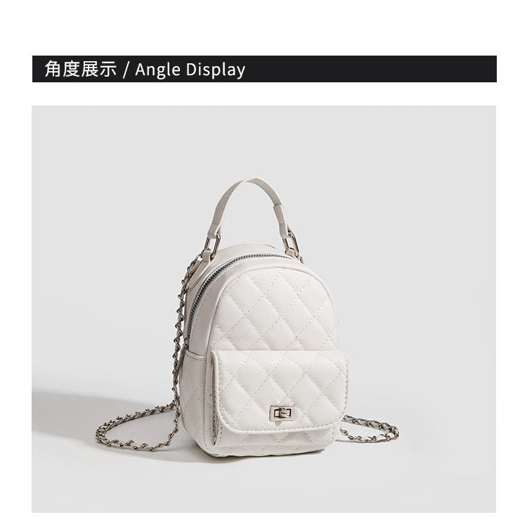 High-end sense mini diamond lattice chain shoulder bag women's 2024 new fashion all-match backpack handbag