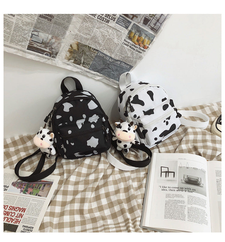 Bag Women's Bag 2024 New Backpack Dairy Cow Pattern Backpack Outdoor Travel Small Backpack Casual Backpack