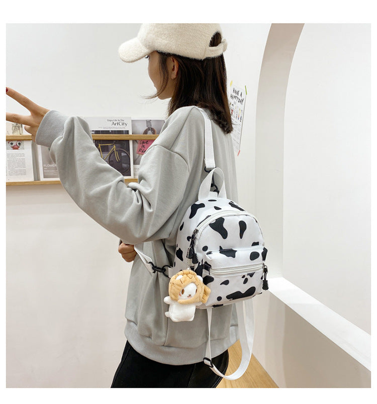 Bag Women's Bag 2024 New Backpack Dairy Cow Pattern Backpack Outdoor Travel Small Backpack Casual Backpack