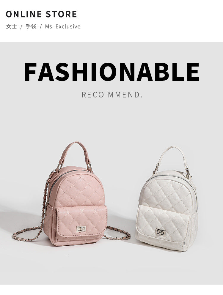 High-end sense mini diamond lattice chain shoulder bag women's 2024 new fashion all-match backpack handbag