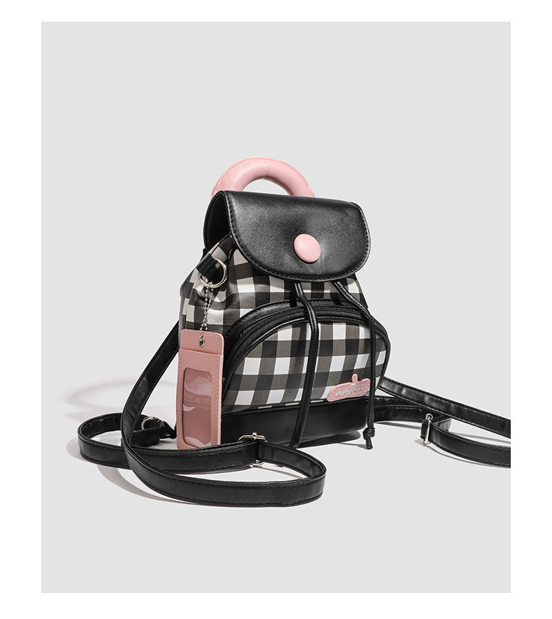 2026 New Summer Style Buttoned Mini Backpack Plaid Small School Bag Cute Backpack for Girls for Going Out