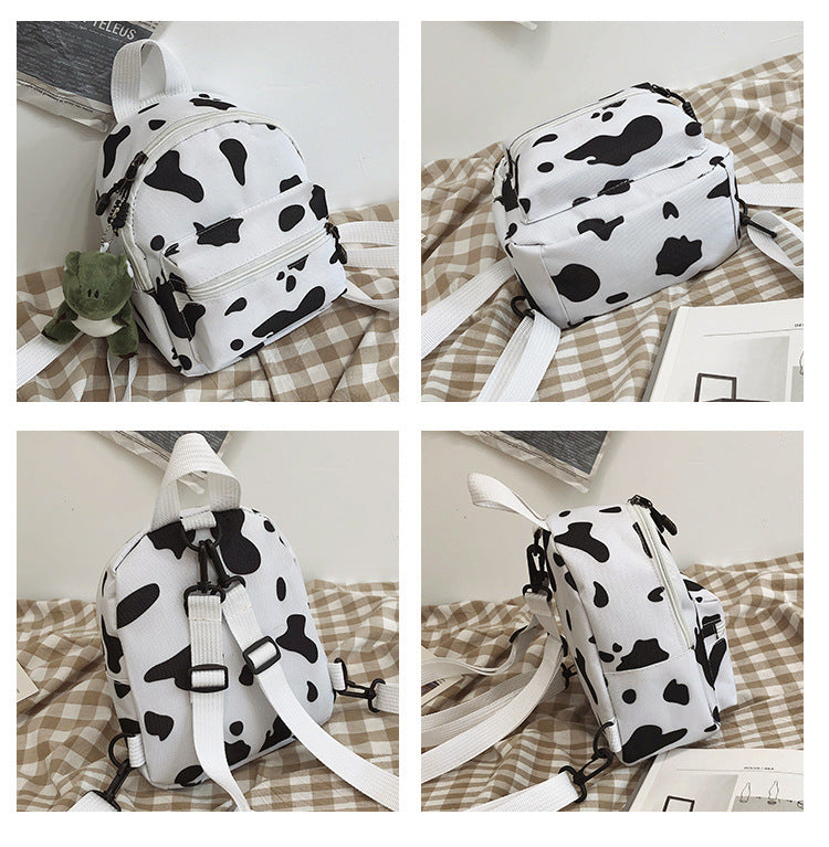 Bag Women's Bag 2024 New Backpack Dairy Cow Pattern Backpack Outdoor Travel Small Backpack Casual Backpack