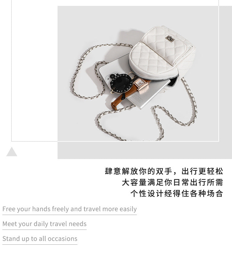 High-end sense mini diamond lattice chain shoulder bag women's 2024 new fashion all-match backpack handbag