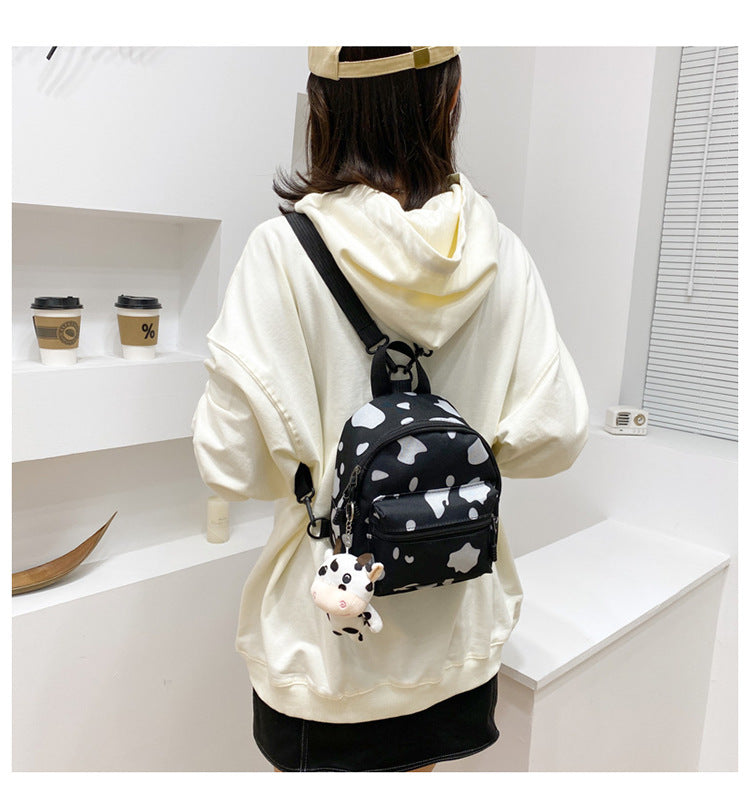 Bag Women's Bag 2024 New Backpack Dairy Cow Pattern Backpack Outdoor Travel Small Backpack Casual Backpack
