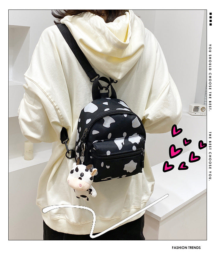 Bag Women's Bag 2024 New Backpack Dairy Cow Pattern Backpack Outdoor Travel Small Backpack Casual Backpack