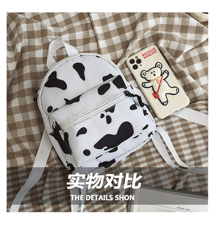Bag Women's Bag 2024 New Backpack Dairy Cow Pattern Backpack Outdoor Travel Small Backpack Casual Backpack