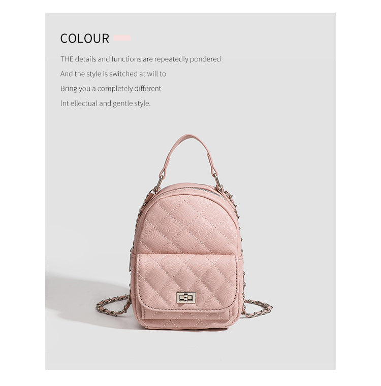 High-end sense mini diamond lattice chain shoulder bag women's 2024 new fashion all-match backpack handbag