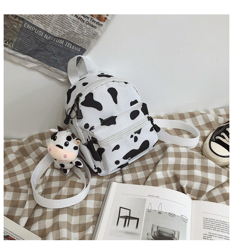 Bag Women's Bag 2024 New Backpack Dairy Cow Pattern Backpack Outdoor Travel Small Backpack Casual Backpack