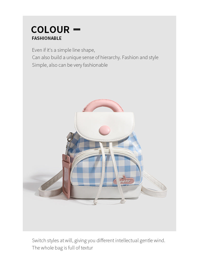 2026 New Summer Style Buttoned Mini Backpack Plaid Small School Bag Cute Backpack for Girls for Going Out