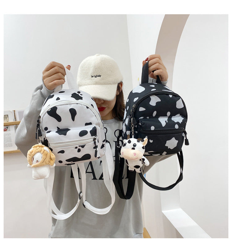 Bag Women's Bag 2024 New Backpack Dairy Cow Pattern Backpack Outdoor Travel Small Backpack Casual Backpack