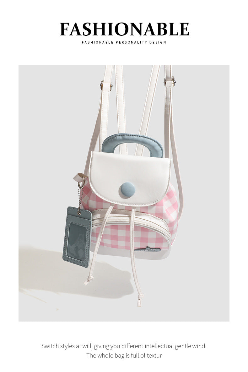 2026 New Summer Style Buttoned Mini Backpack Plaid Small School Bag Cute Backpack for Girls for Going Out
