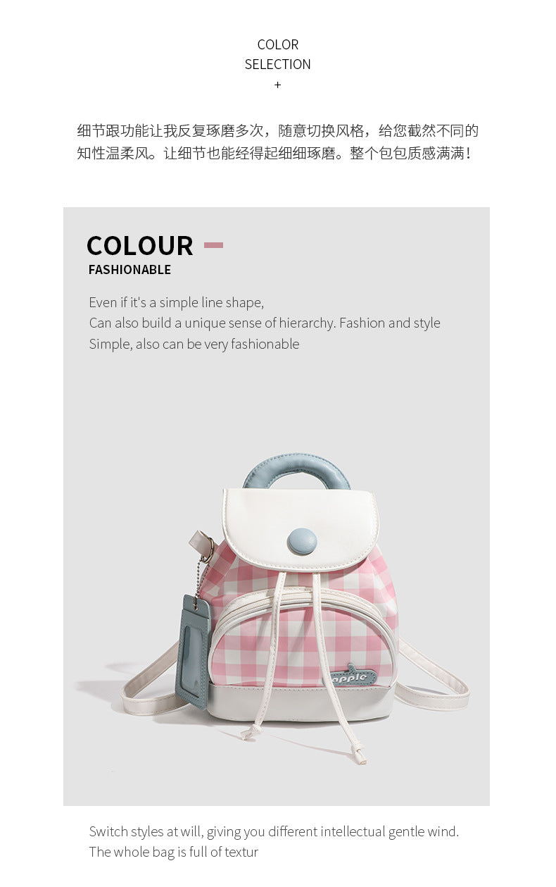 2026 New Summer Style Buttoned Mini Backpack Plaid Small School Bag Cute Backpack for Girls for Going Out