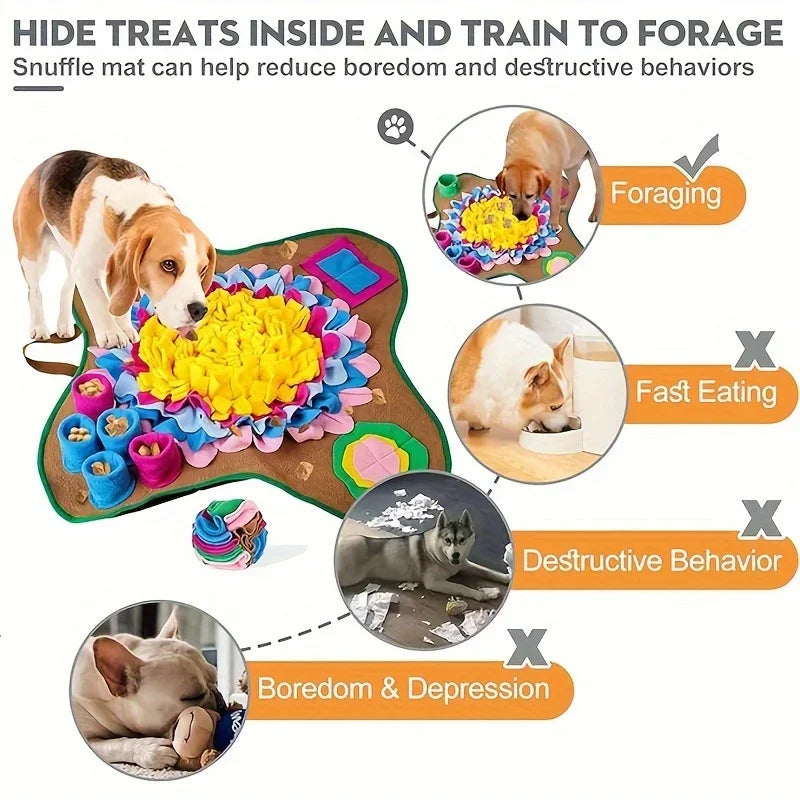 Pet Sniffing Training Mat Dogs Cats Slow Food Mat Educational Stress Relief Bite Resistant Pets Eco-friendly Training Blanket
