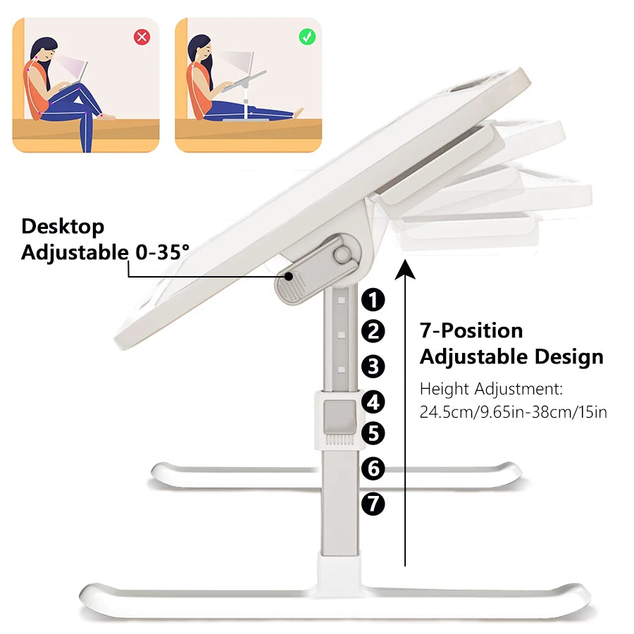Laptop Desk Foldable Bed Table Adjustable Computer Desk Office Desk Children's Study Desk Bedroom Living Room Desk Adjustable