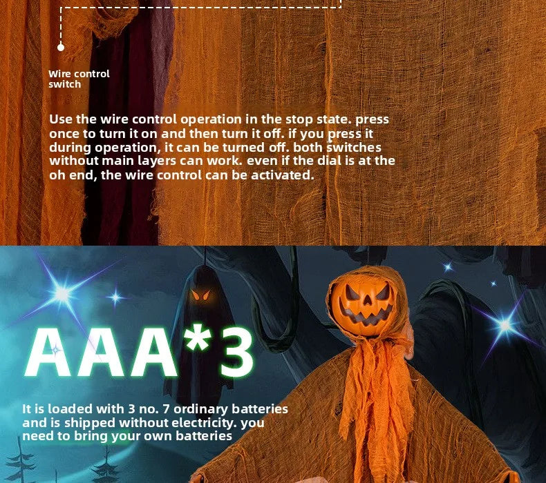 Halloween Decoration Luminous Demon Pumpkin Scarecrow Hanging Ornaments Turned Head Pumpkin Halloween Horror Home Decor Yard