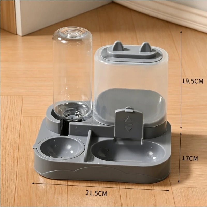 2-in-1 Large Pet Feeder & Water Dispenser, Dry Wet Separation, Durable Plastic, Transparent, No Battery, For Cats Dogs Travel