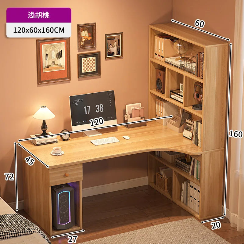 Large Computer Desk Bookshelf Corner Desks Home Desktop Computer Table L-shaped Long Writing Desks Double E-sports Gaming Table
