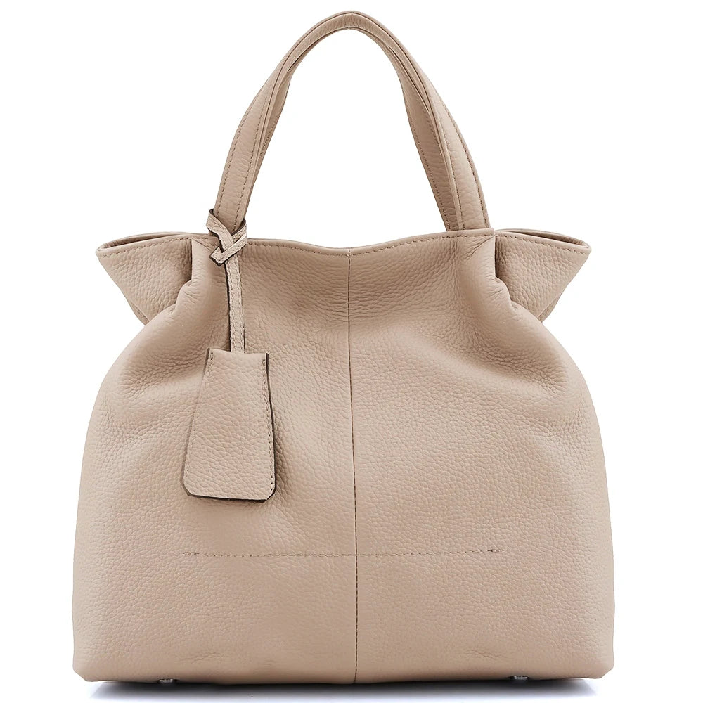 Zency Soft Genuine Leather Handbag Women's Shoulder Bag Winter Fashion Casual Design Shopper Crossbody Large Bucket Tote Bag