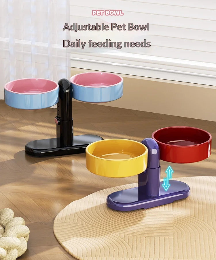 Pet supplies: Cat bowls/water bowls, dog bowls, tip-over resistant pet bowls, height adjustable.