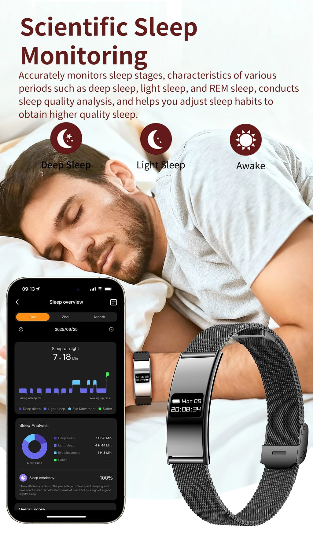 LIGE Utra-thin Wristband Sport Fitness Tracker Health Smart Bracelet Pedometer Heart Rate Monitor Smart Watch Call Reminder