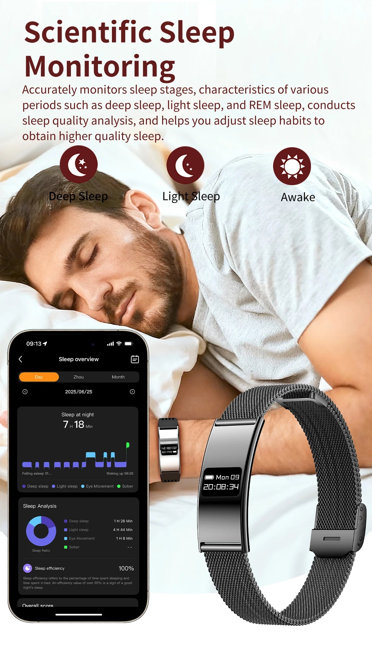 LIGE Utra-thin Wristband Sport Fitness Tracker Health Smart Bracelet Pedometer Heart Rate Monitor Smart Watch Call Reminder