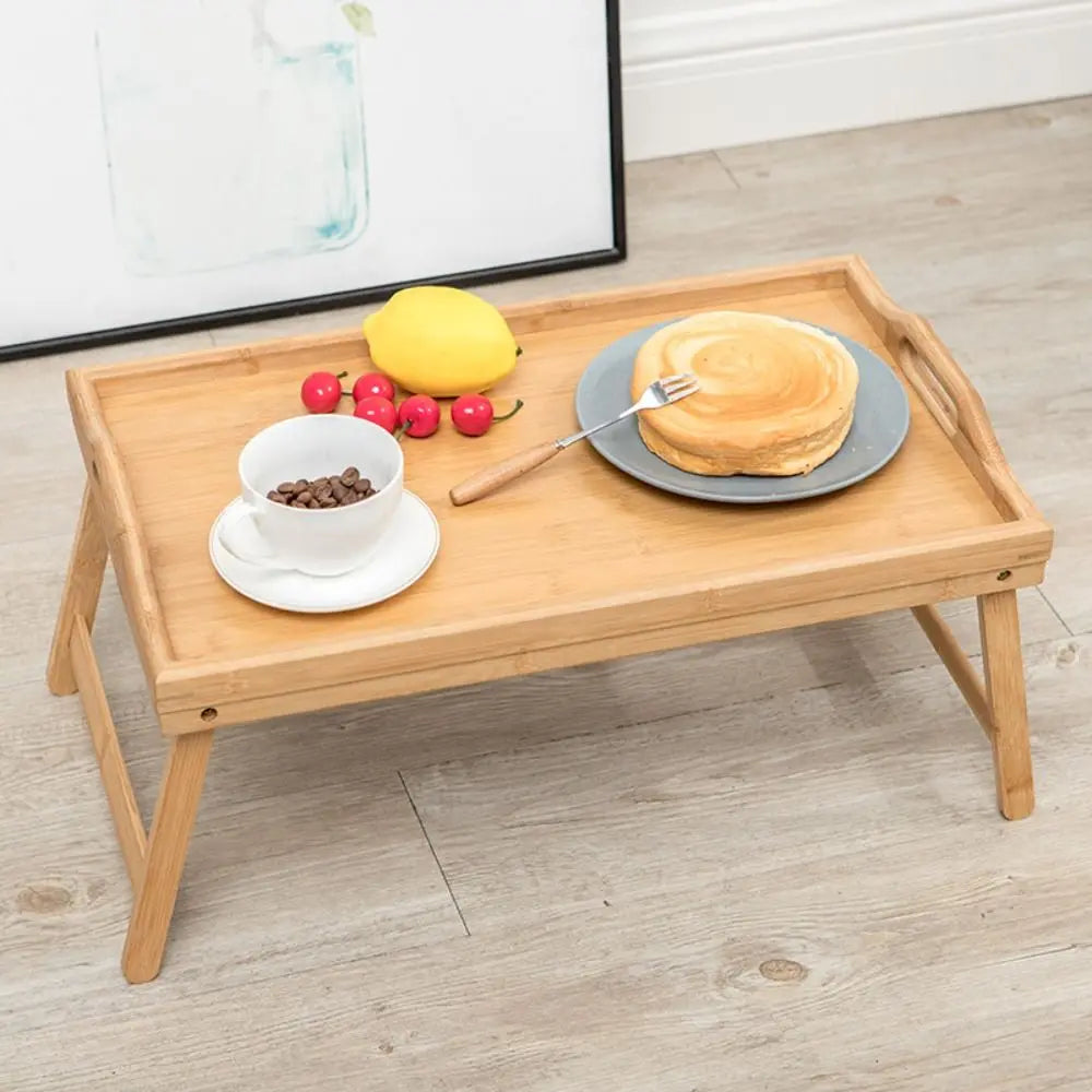New Folding Table Multifunction Bamboo Dining-table Mini Breakfast Dessert Tray Bedroom