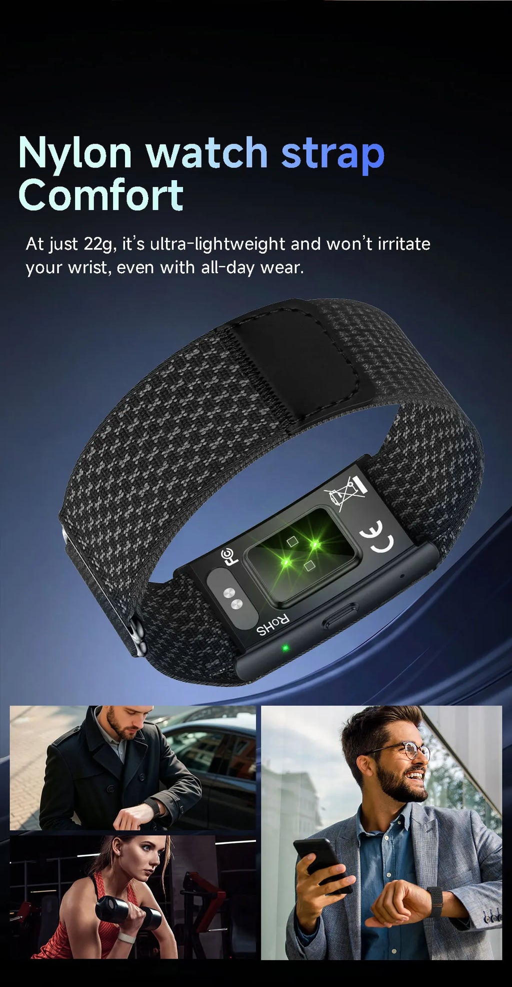 LIGE Audio Recorder Smart Bracelet 79 Languages AI Transcription 1GB Sports Fitness Band Health Monitor Watches Voice Recording
