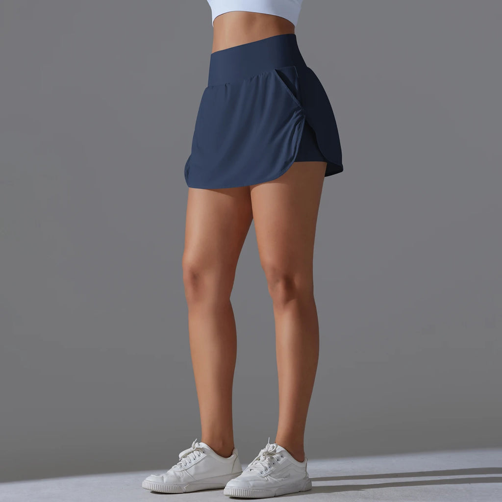 Outdoor Sports Yoga Skirt Badminton Tennis Skirt High Waist Breathable Sweat Skirt Active Athletic Yoga Fitness Skirt Short