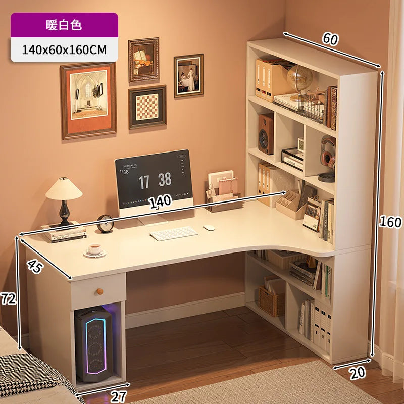 Large Computer Desk Bookshelf Corner Desks Home Desktop Computer Table L-shaped Long Writing Desks Double E-sports Gaming Table