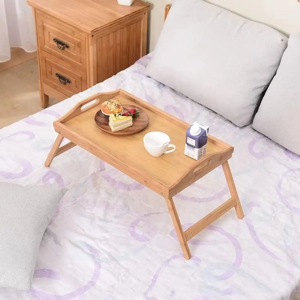 New Folding Table Multifunction Bamboo Dining-table Mini Breakfast Dessert Tray Bedroom