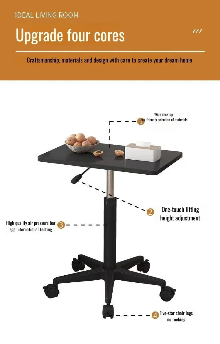 Small lift desk computer desk work desk with pulleys movable standing desk bedside table office desk