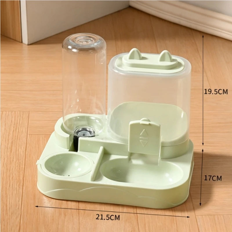 2-in-1 Large Pet Feeder & Water Dispenser, Dry Wet Separation, Durable Plastic, Transparent, No Battery, For Cats Dogs Travel