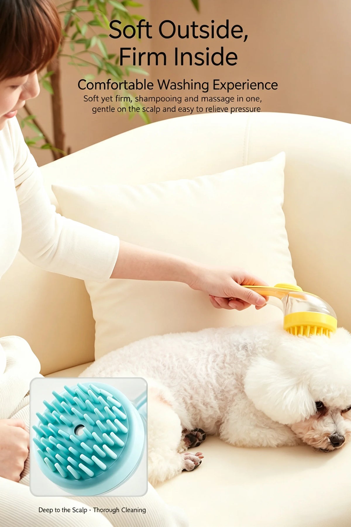 Pet Bath Brush for Dog Cat Liquid Adding Massage Shampoo Brush Pet Hair Washing Scrubbing Grooming Head Massage Comb Small Tools